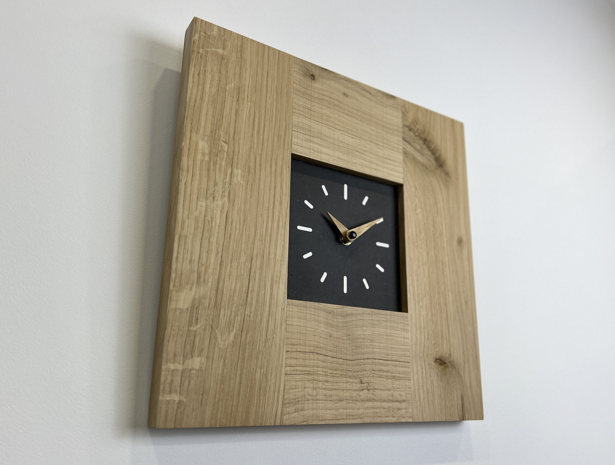 Handmade Square Rustic Solid Oak Wall Clock